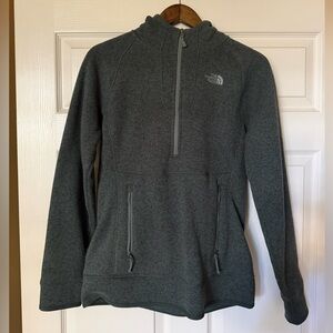 North Face 1/4 Zip Fleece Lined Hoodie in Olive Green